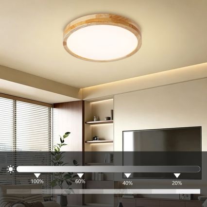 BRILAGI - Hämardatav laelamp WOODLINE LED/48W/230V 3000-6000K tamm läbimõõt 40 cm + kaugjuhtimispult