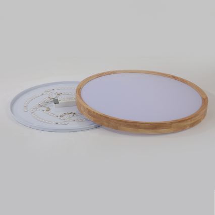 Brilagi - hämardatav LED-laelamp WOODROUND LED/40W/230V 3000-6000K läbimõõt 60 cm puit CRI 90 + kaugjuhtimispult