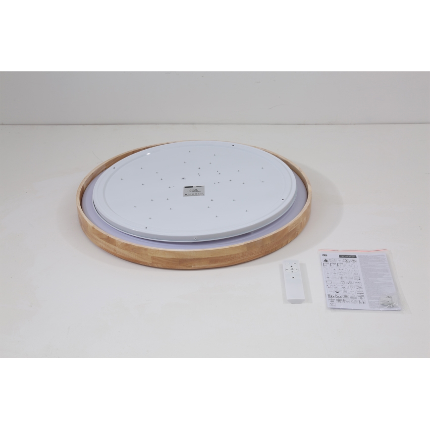 Brilagi - hämardatav LED-laelamp WOODROUND LED/40W/230V 3000-6000K läbimõõt 60 cm puit CRI 90 + kaugjuhtimispult