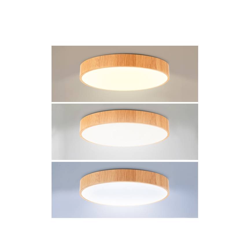Brilagi - LED hämardatav laevalgusti POOL LED/36W/230V 3000-6000K Ø 30 cm puitdekor + kaugjuhtimispult