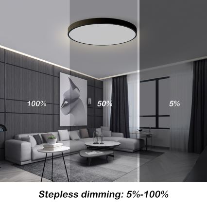 Brilagi - LED-hämardatav laevalgusti POOL SMART LED/100W/230V 3000-6000K läbimõõt 80 cm Wi-Fi Tuya must + kaugjuhtimispult