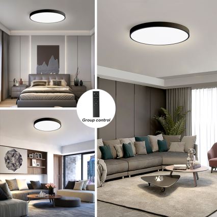 Brilagi - LED-hämardatav laevalgusti POOL SMART LED/100W/230V 3000-6000K läbimõõt 80 cm Wi-Fi Tuya must + kaugjuhtimispult