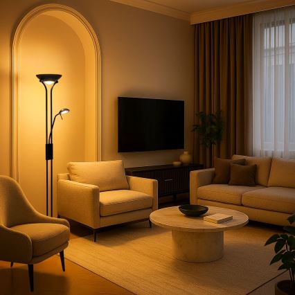 Brilagi - Hämardatav põrandalamp SCARLETT 1xR7s/230W/230V + 1xG9/40W must