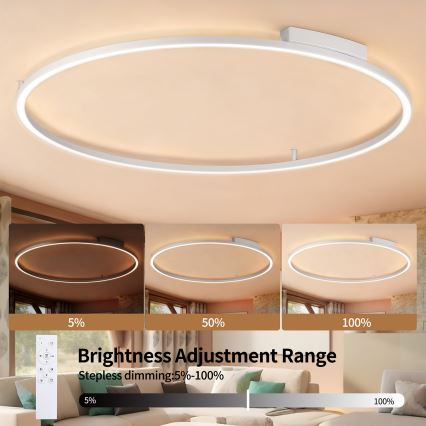 Brilagi - LED-hämardatav laelamp PORTOFINO LED/85W/230V 3000-6000K läbimõõt 120 cm hõbedane + kaugjuhtimispult