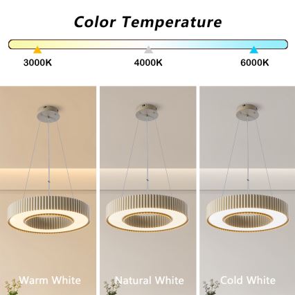 Brilagi - Hämardatav LED-ripplamp kaablil LUMIX LED/48W/230V 3000-6000K beež läbimõõt 50 cm + kaugjuhtimispult