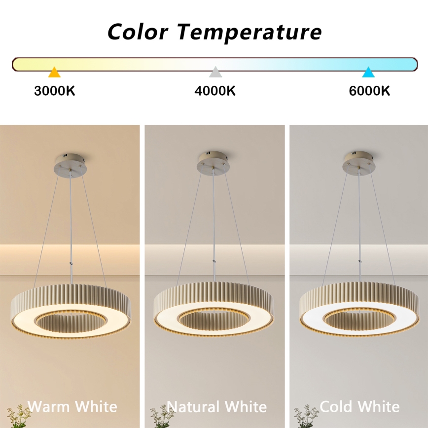 Brilagi - Hämardatav LED-ripplamp kaablil LUMIX LED/48W/230V 3000-6000K beež läbimõõt 50 cm + kaugjuhtimispult