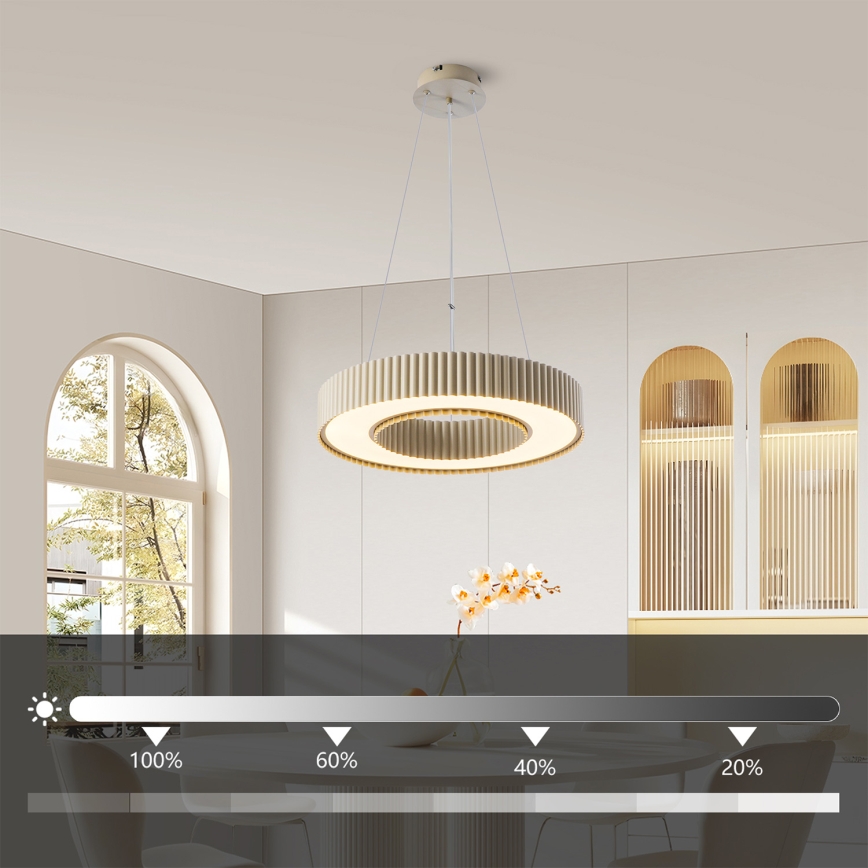 Brilagi - Hämardatav LED-ripplamp kaablil LUMIX LED/48W/230V 3000-6000K beež läbimõõt 50 cm + kaugjuhtimispult