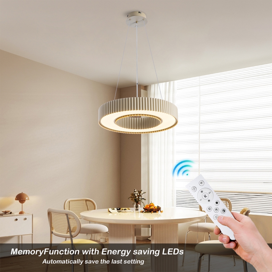 Brilagi - Hämardatav LED-ripplamp kaablil LUMIX LED/48W/230V 3000-6000K beež läbimõõt 50 cm + kaugjuhtimispult