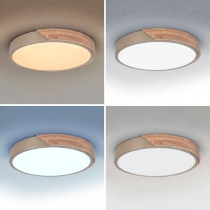 BRILAGI - Hämardatav LED-laelamp PILANA LED/48W/230V 3000-6500K tamm/beež Ø 40 cm + kaugjuhtimispult