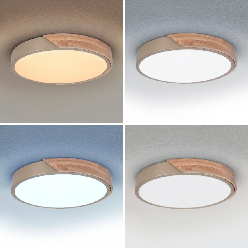 BRILAGI - Hämardatav LED-laelamp PILANA LED/48W/230V 3000-6500K tamm/beež Ø 40 cm + kaugjuhtimispult