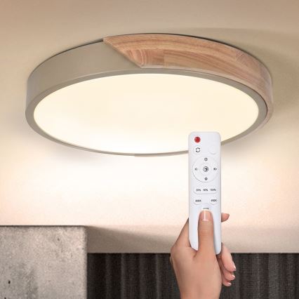 BRILAGI - Hämardatav LED-laelamp PILANA LED/48W/230V 3000-6500K tamm/beež Ø 40 cm + kaugjuhtimispult