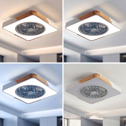Brilagi - LED hämardatav laelamp ventilaatoriga LED/38W/230V 3000-6500K 50x50 cm valge/tamm + kaugjuhtimispult