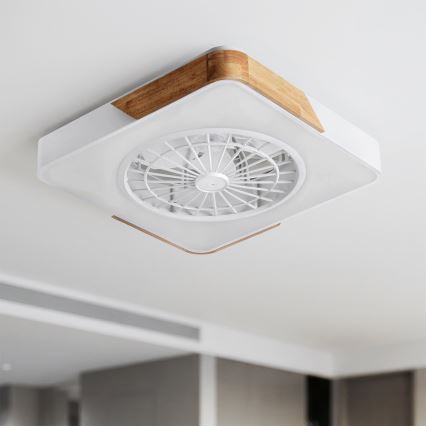 Brilagi - LED hämardatav laelamp ventilaatoriga LED/38W/230V 3000-6500K 50x50 cm valge/tamm + kaugjuhtimispult
