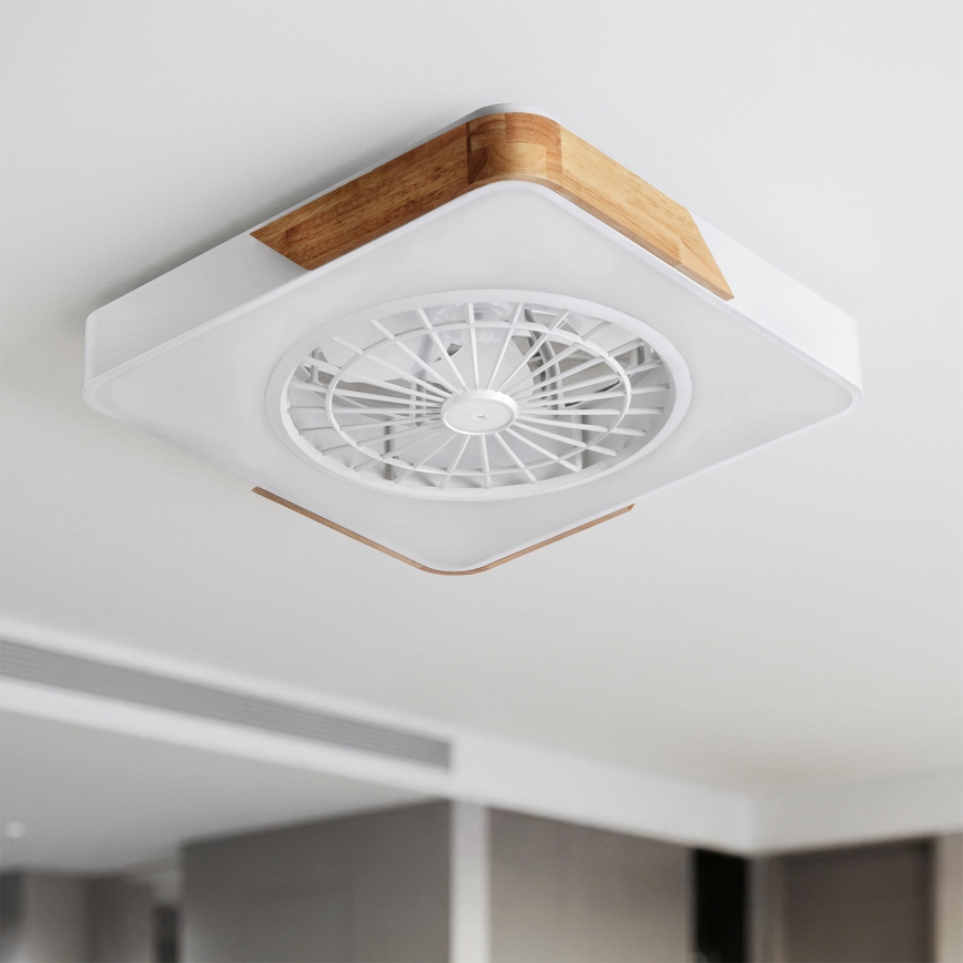 Brilagi - LED hämardatav laelamp ventilaatoriga LED/38W/230V 3000-6500K 50x50 cm valge/tamm + kaugjuhtimispult