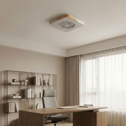 Brilagi - LED hämardatav laelamp ventilaatoriga LED/38W/230V 3000-6500K 50x50 cm valge/tamm + kaugjuhtimispult
