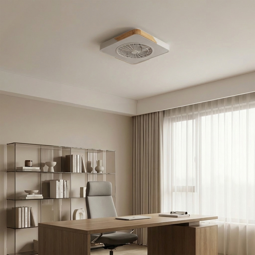 Brilagi - LED hämardatav laelamp ventilaatoriga LED/38W/230V 3000-6500K 50x50 cm valge/tamm + kaugjuhtimispult