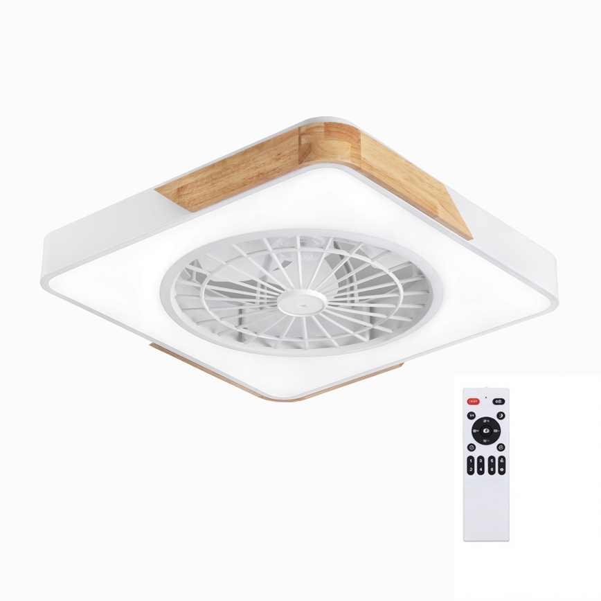 Brilagi - LED hämardatav laelamp ventilaatoriga LED/38W/230V 3000-6500K 50x50 cm valge/tamm + kaugjuhtimispult