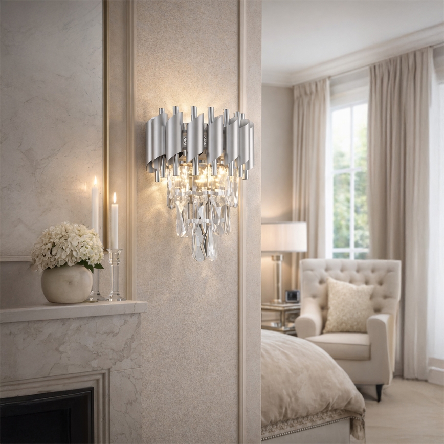 Brilagi - Hõbedane seinavalgusti ECLIPSE 2xE14/10W/230V