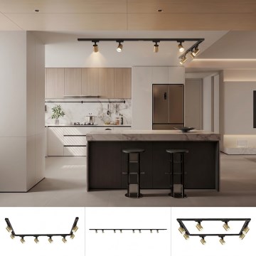 BRILAGI - HUSKY liistsüsteemi spottvalgusti 8xGU10/10W/230V 300 cm must/kuld