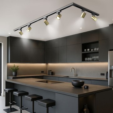 Brilagi - HUSKY liistvalgusti 6xGU10/10W/230V must/kuldne