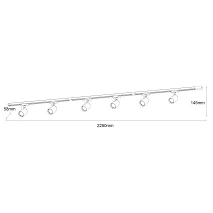 Brilagi - HUSKY liistvalgusti 6xGU10/10W/230V must/kuldne