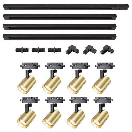 Brilagi - HUSKY rööbaste süsteemi sihtvalgusti 8xGU10/10W/230V must/kuldne
