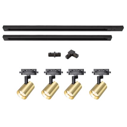 Brilagi - HUSKY rööbastiku suunatav valgusti 4xGU10/10W/230V must/kuldne