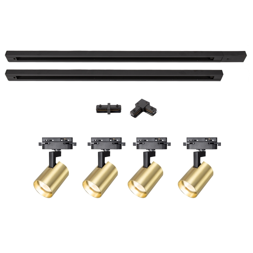 Brilagi - HUSKY rööbastiku suunatav valgusti 4xGU10/10W/230V must/kuldne