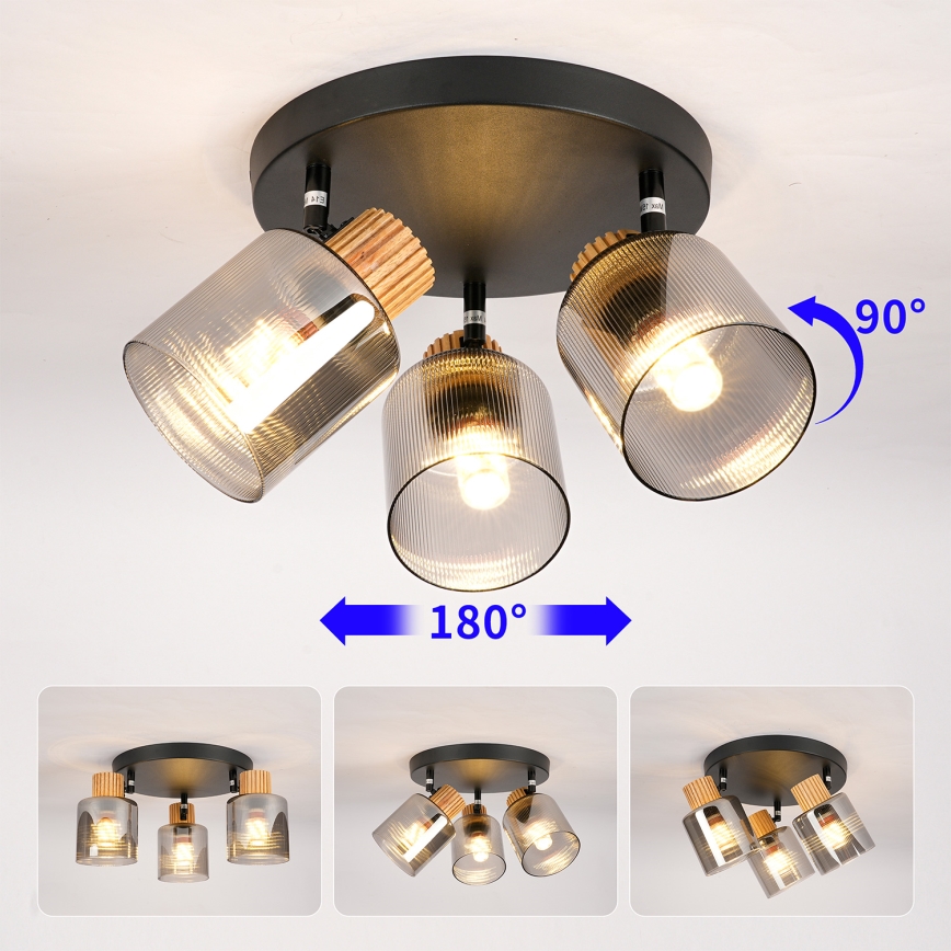 Brilagi - HYGGE punktvalgusti 3xE14/15W/230V must/suitsune