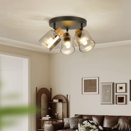 Brilagi - HYGGE punktvalgusti 3xE14/15W/230V must/suitsune