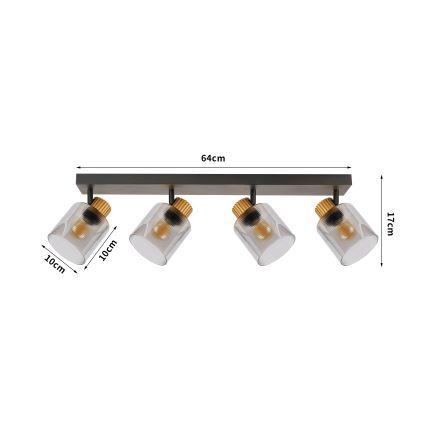 Brilagi - HYGGE spottvalgusti 4xE14/15W/230V must/suitsune