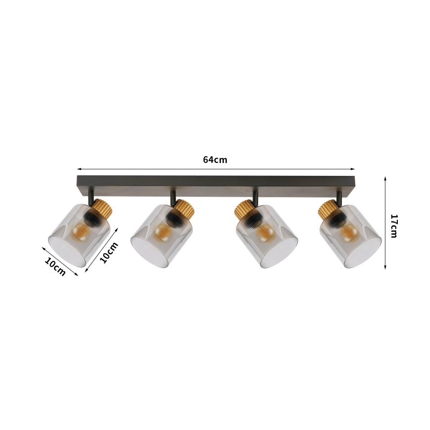 Brilagi - HYGGE spottvalgusti 4xE14/15W/230V must/suitsune