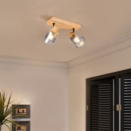 Brilagi - HYGGE suunatav laevalgusti 2xE14/15W/230V, puit/suitsuhall