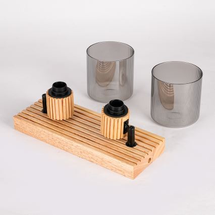 Brilagi - HYGGE suunatav laevalgusti 2xE14/15W/230V, puit/suitsuhall