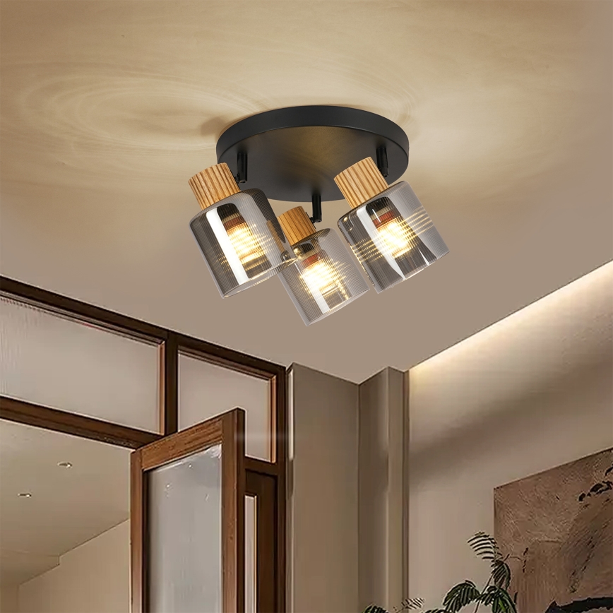 Brilagi - HYGGE suunatav laevalgusti 3xE14/15W/230V must/suitsune