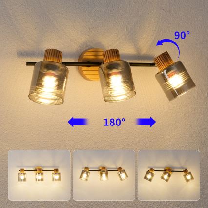 Brilagi - HYGGE suunavalgusti 3xE14/15W/230V kummipuit/suitsuklaas