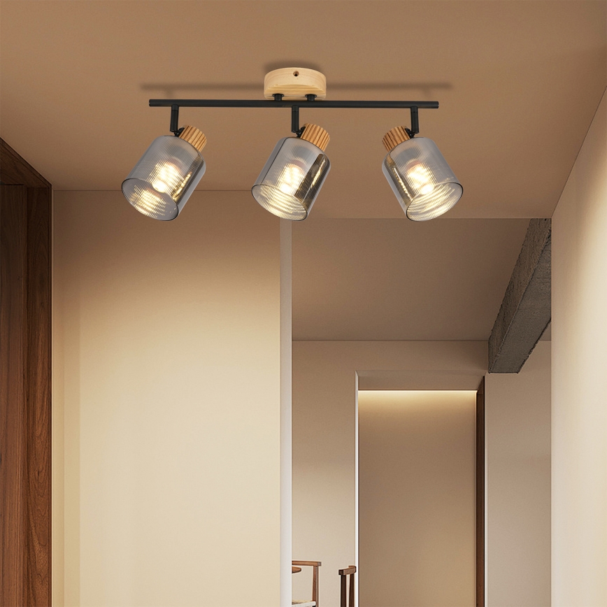 Brilagi - HYGGE suunavalgusti 3xE14/15W/230V kummipuit/suitsuklaas