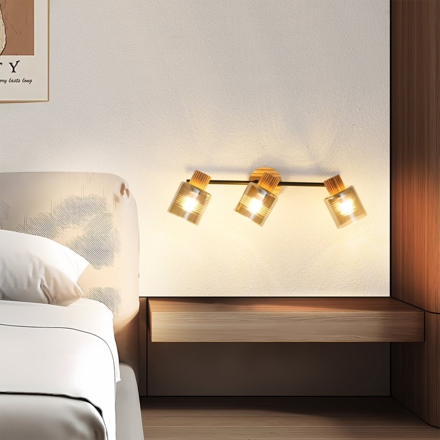 Brilagi - HYGGE suunavalgusti 3xE14/15W/230V kummipuit/suitsuklaas