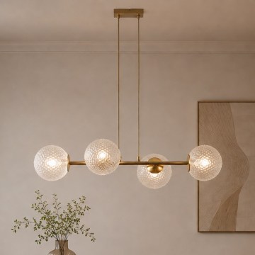 Brilagi - juhtmega lühter STELLA 4xE27/60W/230V beež/kuldne