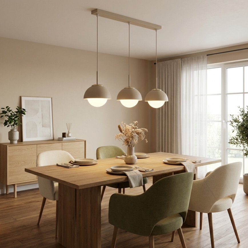 Brilagi - Juhtmega rippvalgusti 3xE27/60W/230V beež/kuldne