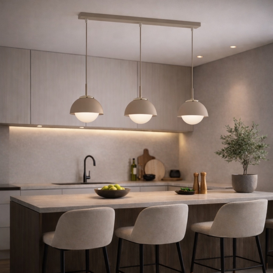 Brilagi - Juhtmega rippvalgusti 3xE27/60W/230V beež/kuldne