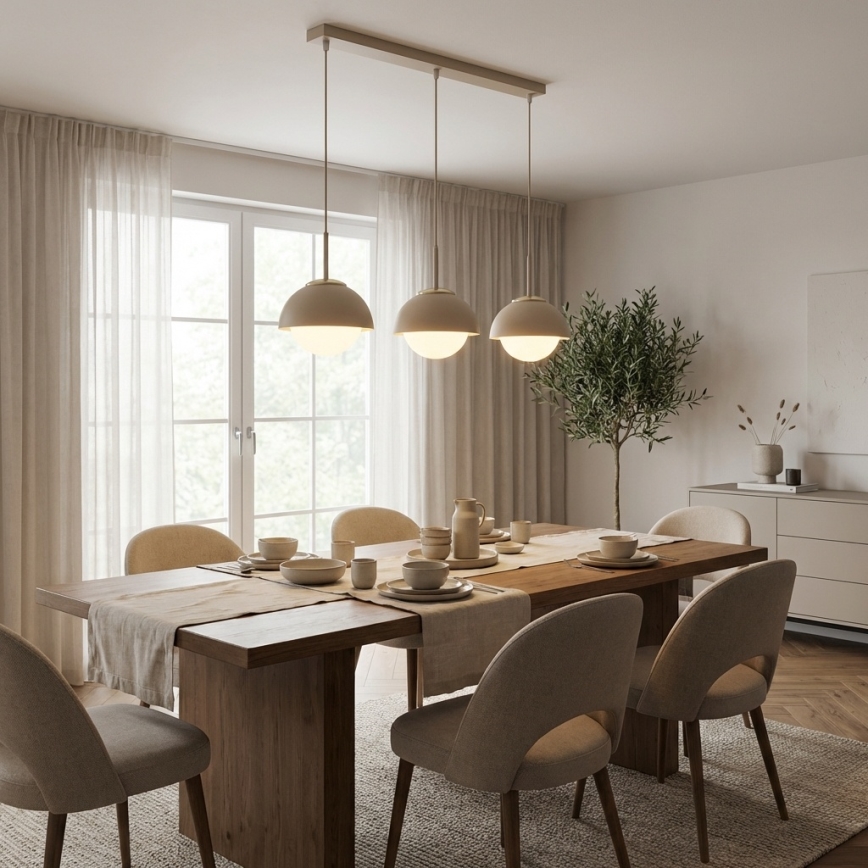 Brilagi - Juhtmega rippvalgusti 3xE27/60W/230V beež/kuldne