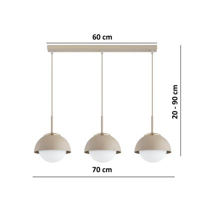 Brilagi - Juhtmega rippvalgusti COSMO 3xE27/60W/230V beež/kuldne
