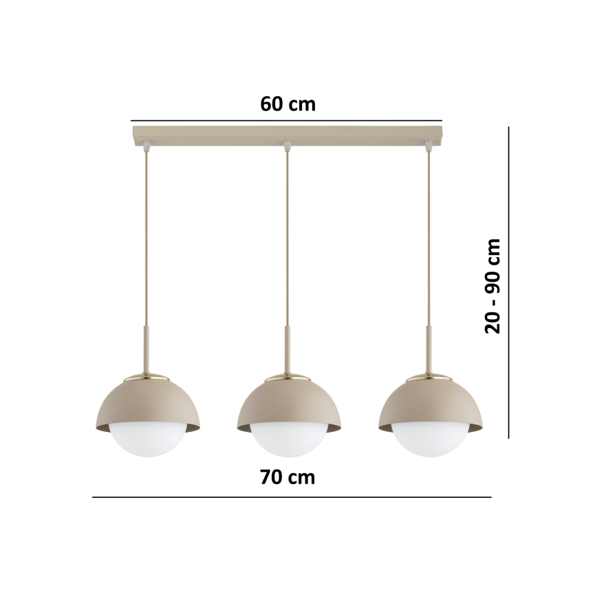 Brilagi - Juhtmega rippvalgusti COSMO 3xE27/60W/230V beež/kuldne