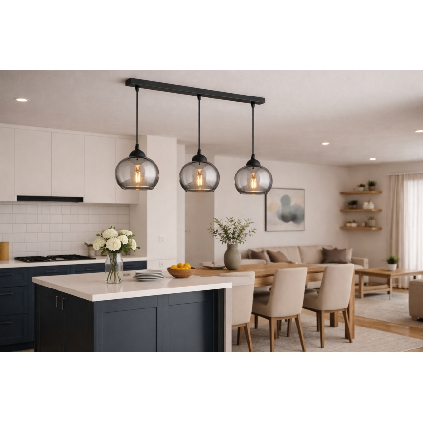 Brilagi - Kaabliga ripplamp DIOR 3xE27/60W/230V must/suitsuhall