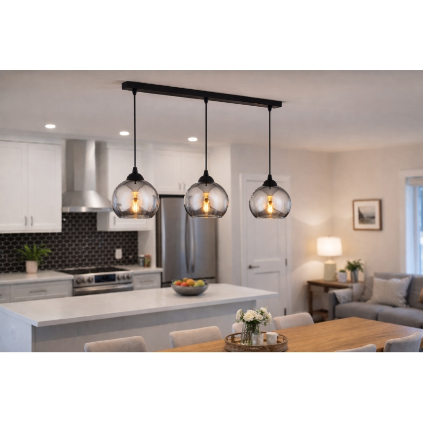 Brilagi - Kaabliga ripplamp DIOR 3xE27/60W/230V must/suitsuhall