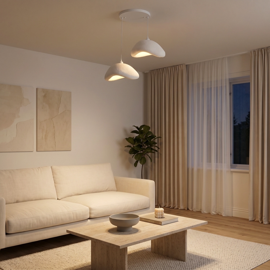 Brilagi - kaabliga ripplamp WABI SABI 2xE27/40W/230V Ø 74 cm valge