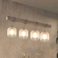 BRILAGI - Kaabliga ripplamp WOOD GLASS 4xE27/60W/230V männipuit/hall/valge