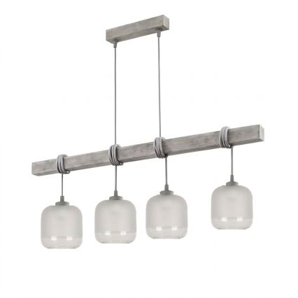 BRILAGI - Kaabliga ripplamp WOOD GLASS 4xE27/60W/230V männipuit/hall/valge