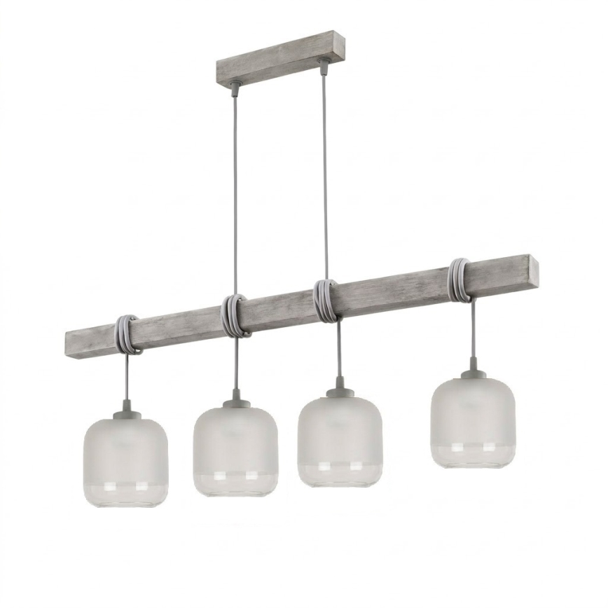 BRILAGI - Kaabliga ripplamp WOOD GLASS 4xE27/60W/230V männipuit/hall/valge